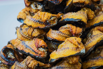 Close up dried fish.