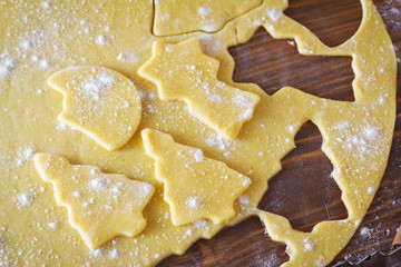 Christmas cookie dough, cookie cutters