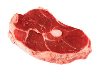 Obraz premium Raw steak isolated on white background