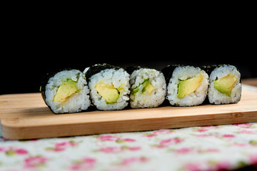 Japanese food Sushi Roll Maki of Salmon and avocado