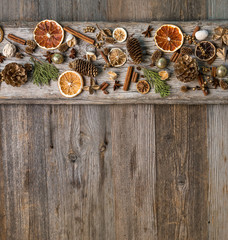 Christmas decorations with cinnamon and dried orange slices
