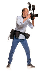 Male photographer with equipment