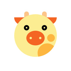 Cow. Cartoon Animal Head