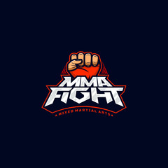 MMA fight logo. Mixed martial arts vector logotype. Mix fight logo template