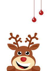 christmas card with red nose reindeer 