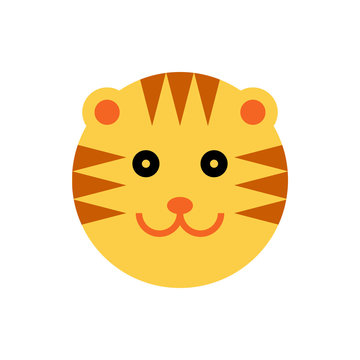 Tiger. Cartoon Animal Head