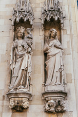 Fototapeta premium Brugge, Belgium - November, 2017: Brugge medieval historic city. Brugge streets and historic center, canals and buildings. Brugge popular touristic destination of Belgium.