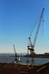 Fototapeta na wymiar Cranes working on the dock