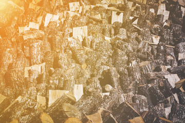 Background of chopped wood and timber