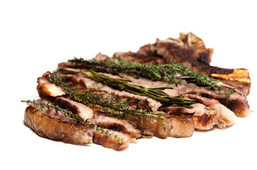 well done barbecue steak rosemary marjoram