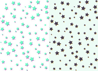 Scattered stars seamless pattern in two color versions