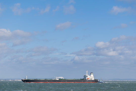Oil tanker sailing on the Solent bound for Fawley. For the Esso refinery the biggest in Europe.