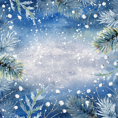 Hand drawn watercolor winter background - 180622242