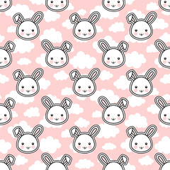 Fototapeta premium Rabbit Seamless Pattern Background, Easter Vector illustration