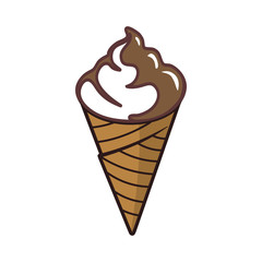 chocolate ice cream in a cone isolated