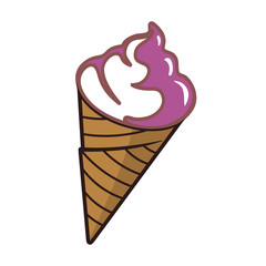 cherry ice cream in a cone isolated