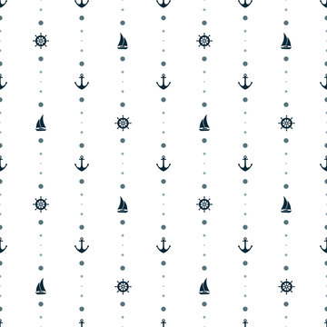Nautical Marine Seamless Pattern Background Vector