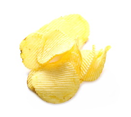 Potato chips isolated on white background