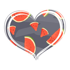 Heart with a juicy watermelon on a white background
