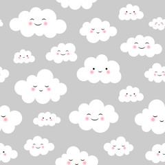 Cute Cloud Seamless Pattern Vector