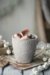 Crédence de cuisine en verre imprimé Chocolat Hot chocolate with marshmallows