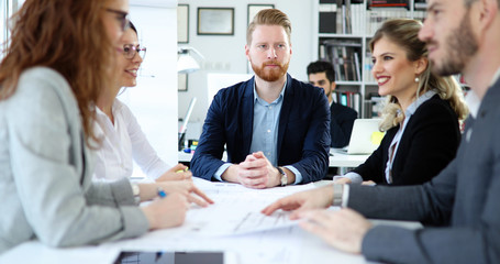 Group of architects working on business meeting