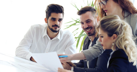 Group of architects working together on project