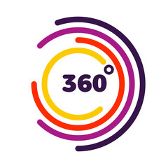 360 degrees view Related Vector graphic element that can be used as a logo or icon for your Design. Modern style with colorful circle lines - obrazy, fototapety, plakaty