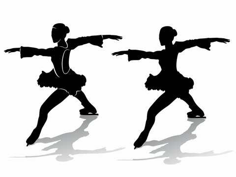 silhouette of a figure skater , vector draw