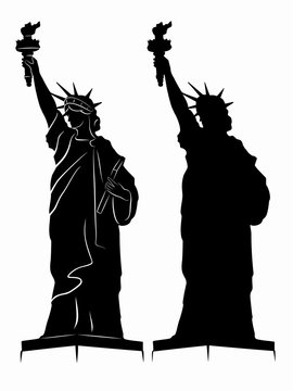 silhouette of the Statue of Liberty , vector draw