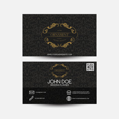Gold Ornament with Black Pattern Business Card