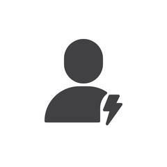 User flash icon vector, filled flat sign, solid pictogram isolated on white. Symbol, logo illustration.