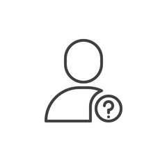 Question user line icon, outline vector sign, linear style pictogram isolated on white. Profile with question mark symbol, logo illustration. Editable stroke