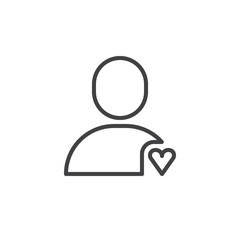 Favorite user line icon, outline vector sign, linear style pictogram isolated on white. Human heart symbol, logo illustration. Editable stroke