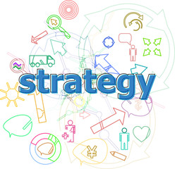 Text Strategy. Finance concept . Simple infographics thin line icons set