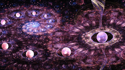 Spiral galaxy. Far space. Twists magnetic field. 3D surreal illustration. Sacred geometry. Mysterious psychedelic relaxation pattern. Fractal abstract texture. Digital artwork graphic astrology magic