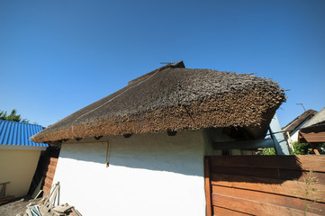 Village house with thatched roof