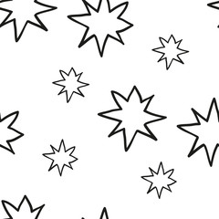 Christmas stars hand draw monochrome seamless pattern