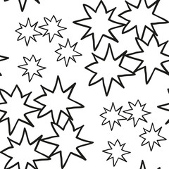 Christmas stars hand draw monochrome seamless pattern