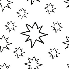 Obraz premium Christmas stars hand draw monochrome seamless pattern