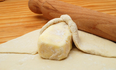 Folded Raw Puff Pastry Dough