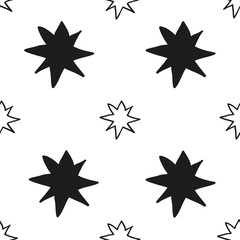 Obraz premium Monochrome geometric seamless pattern with hand draw Christmas stars