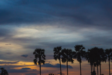 Background sunset Silhouette in Thailand .