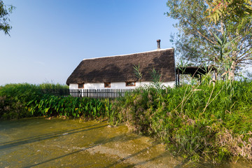 Fototapeta na wymiar Thatched house at Delta Ebro,Spain,