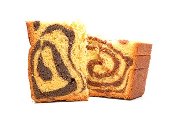  Romanian traditional sponge cake on a white background