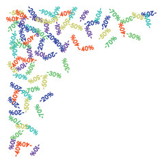 Sale Banner Confetti. Vector Falling Down -10, -20, -30, -40, -50, -70, 90 Banner or Sticker. Holidays Shopping Promotion Ads. Rebate Badge, Price Discount Hipster Sale Banner, Frame or Border