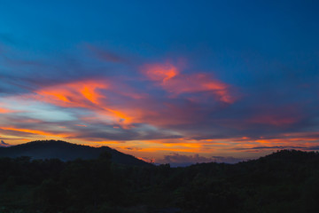 Background sunset Silhouette in Thailand .
