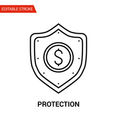 Protection Icon. Thin Line Vector Illustration - Adjust stroke weight - Expand to any Size - Easy Change Colour - Editable Stroke - Pixel Perfect