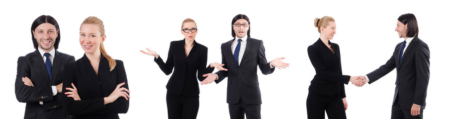 Businessman and businesswoman isolated on white