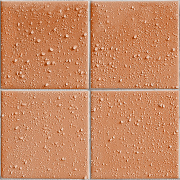 orange colored shower / bath tiles with water drops, repeatable background pattern